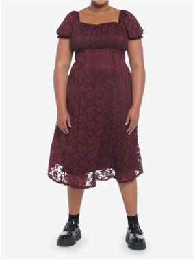 Women's Thorn & Fable Burgundy Lace Midi Dress Plus 1X